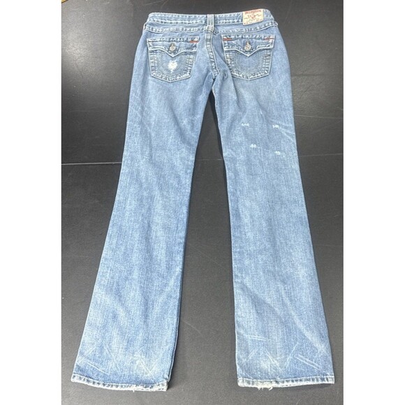 True Religion Distressed Women's Jeans Sz W 29 Billy Mid Rise Straight Flap - Picture 11 of 16